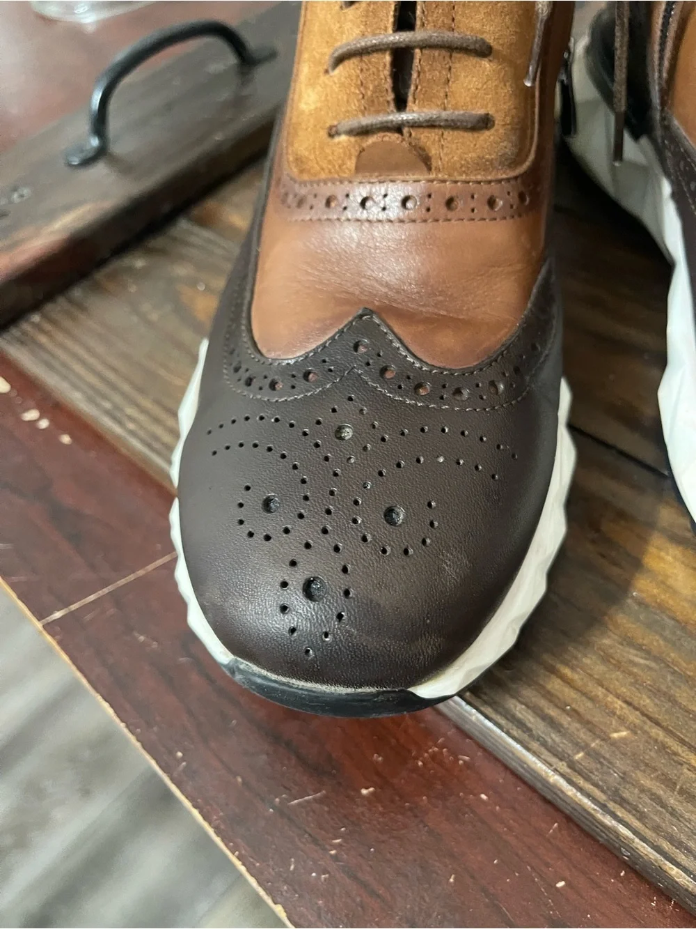 Vinci Two-Tone Brown Wingtip Hybrid Sneaker Boots – Size 44 (US Men's 11)